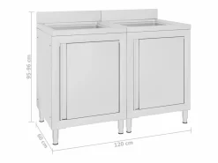 Prolenta Premium - Fregadero de cocina comercial 2 piezas de acero inoxidable Estantería Sobre Inodoro