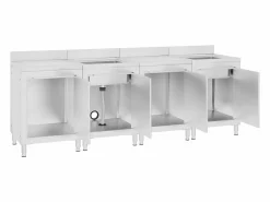 Clearance Prolenta Premium - Fregadero de cocina profesional acero inoxidable 240x60x96 cm Estantería Sobre Inodoro