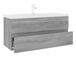 Prolenta Premium - Mueble de baño con lavabo madera contrachapada gris Sonoma Estantería Sobre Inodoro
