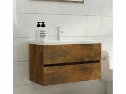 Discount Prolenta Premium - Mueble lavabo madera contrachapada roble ahumado 80x38,5x45cm Estantería Sobre Inodoro