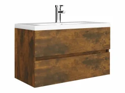Discount Prolenta Premium - Mueble lavabo madera contrachapada roble ahumado 80x38,5x45cm Estantería Sobre Inodoro