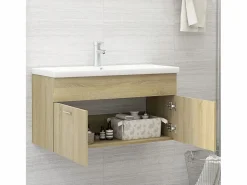 Best Prolenta Premium - Mueble con lavabo madera de ingeniería roble Sonoma Estantería Sobre Inodoro