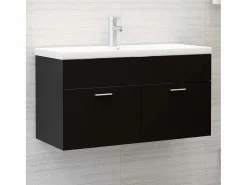 Garden Furniture Prolenta Premium - Mueble con lavabo madera de ingeniería negro