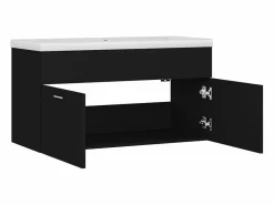 Garden Furniture Prolenta Premium - Mueble con lavabo madera de ingeniería negro