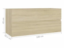 Hot Garden Furniture Prolenta Premium - Mueble lavabo madera contrachapada roble Sonoma 100x38,5x45 cm Multicolor