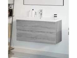 Outlet Garden Furniture Prolenta Premium - Mueble de baño con lavabo madera contrachapada gris Sonoma Multicolor