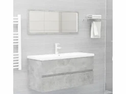 Prolenta Premium - Mueble con lavabo madera de ingeniería gris hormigón Estantería Sobre Inodoro