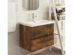 Hot Prolenta Premium - Mueble de lavabo contrachapado roble ahumado 60x38,5x45 cm Estantería Sobre Inodoro
