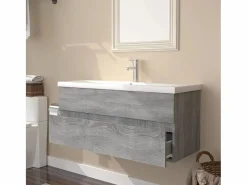 Clearance Garden Furniture Prolenta Premium - Mueble de baño con lavabo madera contrachapada gris Sonoma Multicolor