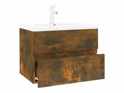Garden Furniture Prolenta Premium - Mueble de baño con lavabo madera contrachapada roble ahumado