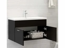 Hot Prolenta Premium - Mueble con lavabo madera de ingeniería negro Estantería Sobre Inodoro