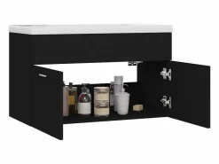 Hot Prolenta Premium - Mueble con lavabo madera de ingeniería negro Estantería Sobre Inodoro