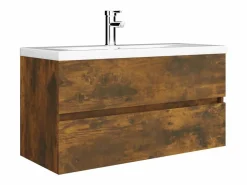 Outlet Prolenta Premium - Mueble lavabo madera contrachapada roble ahumado 90x38,5x45cm Estantería Sobre Inodoro