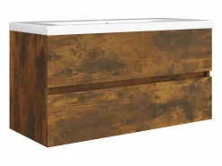 Outlet Prolenta Premium - Mueble lavabo madera contrachapada roble ahumado 90x38,5x45cm Estantería Sobre Inodoro