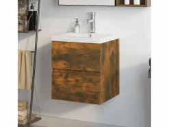 Clearance Garden Furniture Prolenta Premium - Mueble de baño con lavabo madera de ingeniería roble ahumado Multicolor