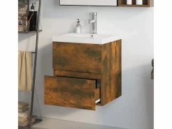 Clearance Garden Furniture Prolenta Premium - Mueble de baño con lavabo madera de ingeniería roble ahumado Multicolor