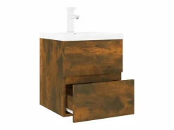 Clearance Garden Furniture Prolenta Premium - Mueble de baño con lavabo madera de ingeniería roble ahumado Multicolor