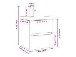 Clearance Garden Furniture Prolenta Premium - Mueble de baño con lavabo madera de ingeniería roble ahumado Multicolor