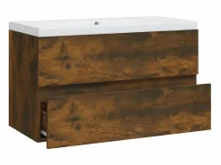 Garden Furniture Prolenta Premium - Mueble de baño con lavabo madera contrachapada roble ahumado