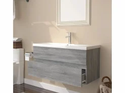 Garden Furniture Prolenta Premium - Mueble de baño con lavabo madera contrachapada gris Sonoma