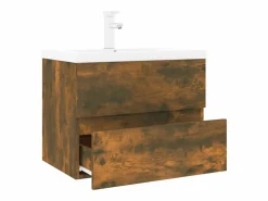 Garden Furniture Prolenta Premium - Mueble de baño con lavabo madera contrachapada roble ahumado