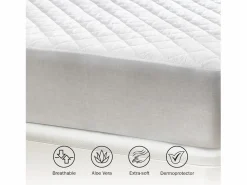 Clearance PIKOLIN Protector de colchón 135x196cm| HOME| Aloe Vera| Hasta 32cm Blanco