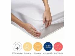 Cambia tus muebles Protector impermeable de 150x190-200 cm de algodón rizo de alto gramaje en blanco Vent