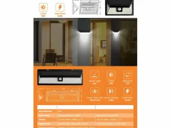 Proyector solar - 54 LEDs con detector de movimiento DORIA - 500 Lúmenes - Iluminación Exterior|Energía Solar