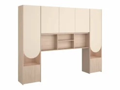 Vente-unique Puente de cama con almacenamiento con LEDs - An. 266 cm y natural - DOMELITO