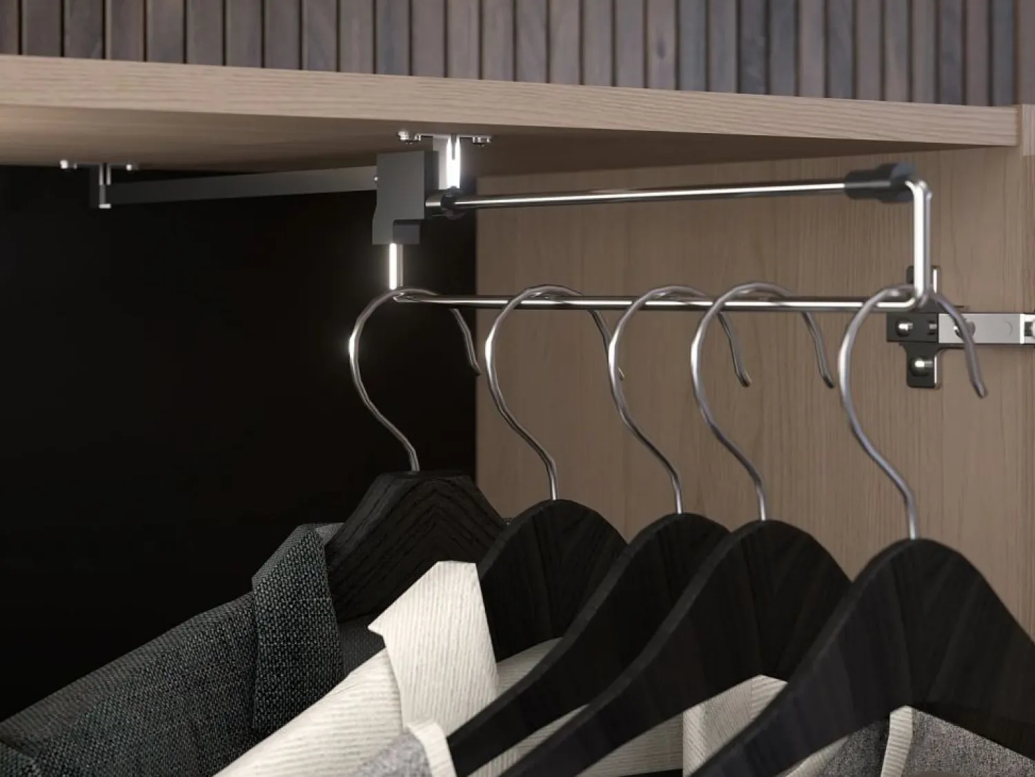Outlet Puente de cama con compartimentos y LEDs L265 cm color natural y negro - VELONA Cabecero Y Puente De Cama