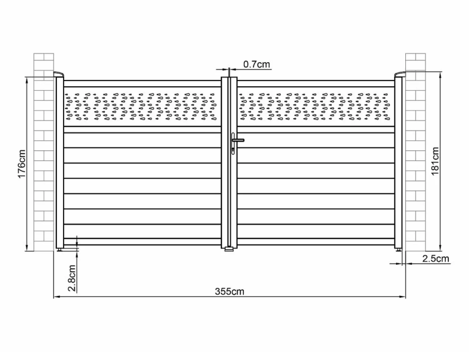 Discount EXPERTLAND Puerta batiente de aluminio con patrones L355 x H181 cm antracita - BAZIO Gris antracita