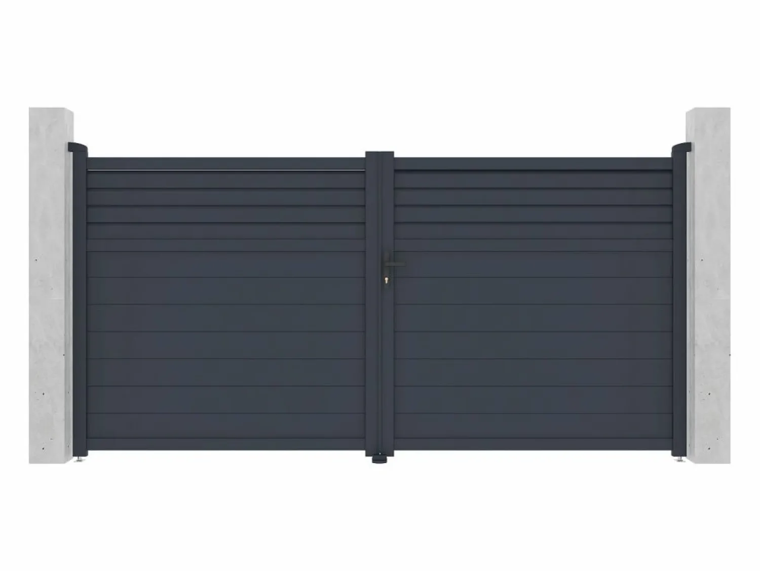 Online Puerta batiente de aluminio con lamas L355 x H181 cm antracita - VIAZO Portón