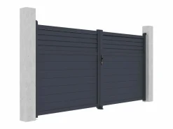 Online Puerta batiente de aluminio con lamas L355 x H181 cm antracita - VIAZO Portón