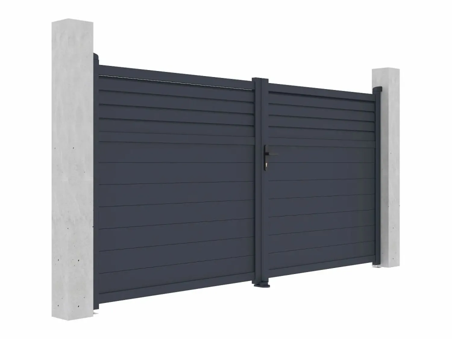 Online Puerta batiente de aluminio con lamas L355 x H181 cm antracita - VIAZO Portón