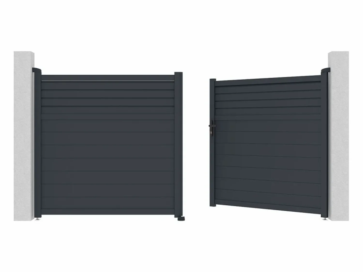 Online Puerta batiente de aluminio con lamas L355 x H181 cm antracita - VIAZO Portón