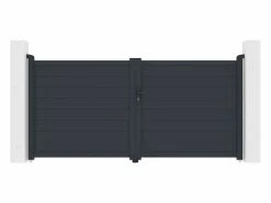 Discount Puerta batiente de aluminio macizo - L305 x H150 cm - Antracita - NAZARIO Portón