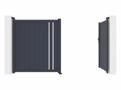 Hot EXPERTLAND Puerta batiente de aluminio semi calada 309x181 cm antracita - TOROMA Gris antracita