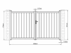 Hot EXPERTLAND Puerta batiente de aluminio semi calada 309x181 cm antracita - TOROMA Gris antracita