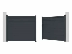 EXPERTLAND Puerta batiente eléctrica de aluminio con lamas L397 x H181 cm - VIAZO Gris antracita