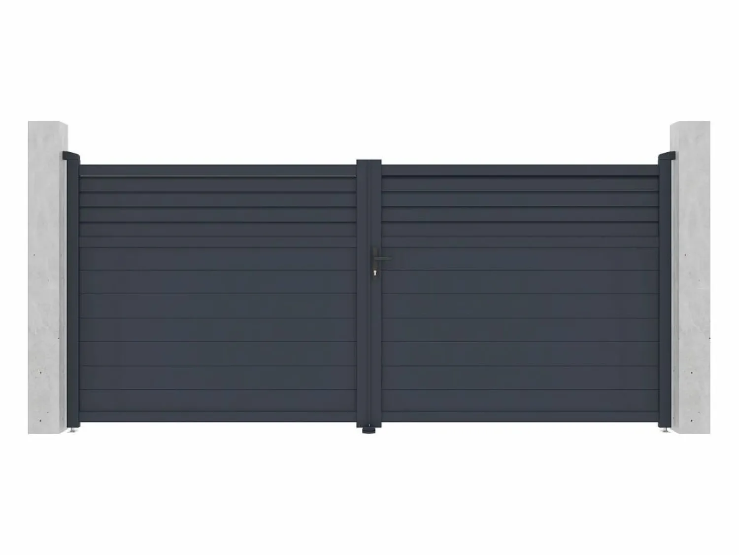 EXPERTLAND Puerta batiente eléctrica de aluminio con lamas L397 x H181 cm - VIAZO Gris antracita