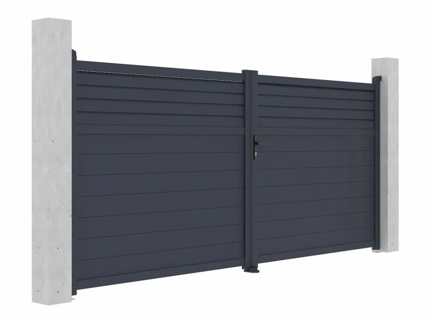 EXPERTLAND Puerta batiente eléctrica de aluminio con lamas L397 x H181 cm - VIAZO Gris antracita