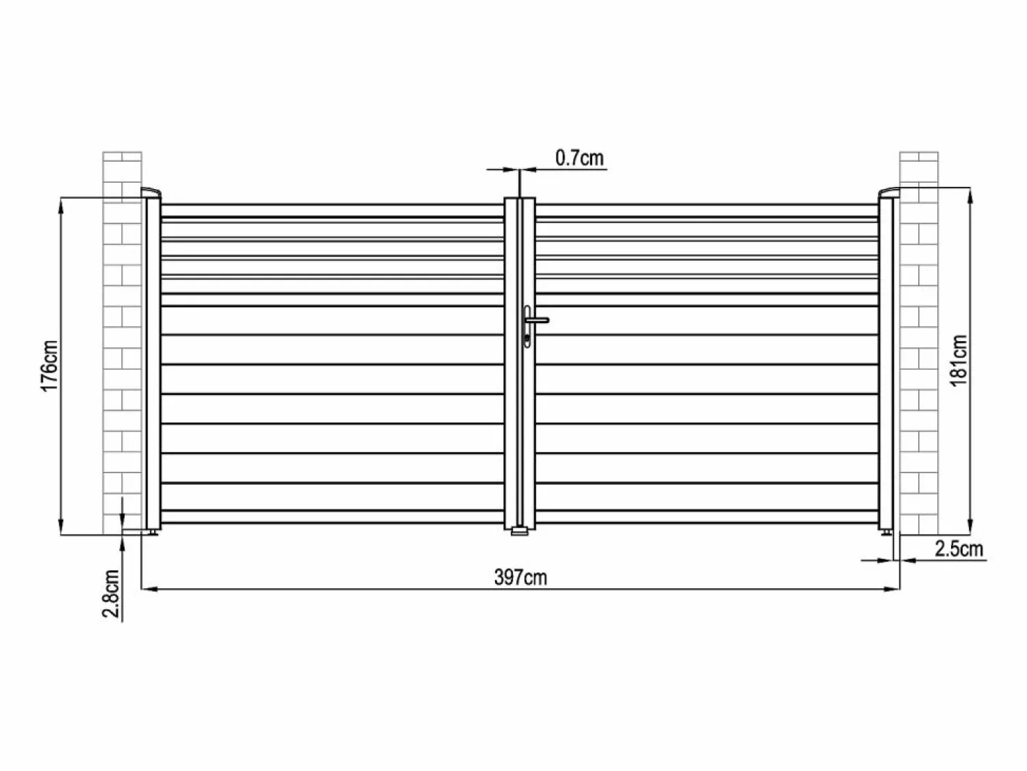 EXPERTLAND Puerta batiente eléctrica de aluminio con lamas L397 x H181 cm - VIAZO Gris antracita