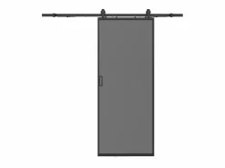 Vente-unique Puerta corredera - aluminio y vidrio templado ahumado - Alt. 205 x Ancho 73 cm - LINCI II