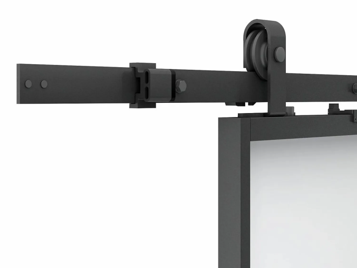 Vente-unique Puerta corredera - aluminio y vidrio templado ahumado - Alt. 205 x Ancho 73 cm - LINCI II