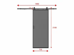 Vente-unique Puerta corredera - aluminio y vidrio templado ahumado - Alt. 205 x Ancho 73 cm - LINCI II