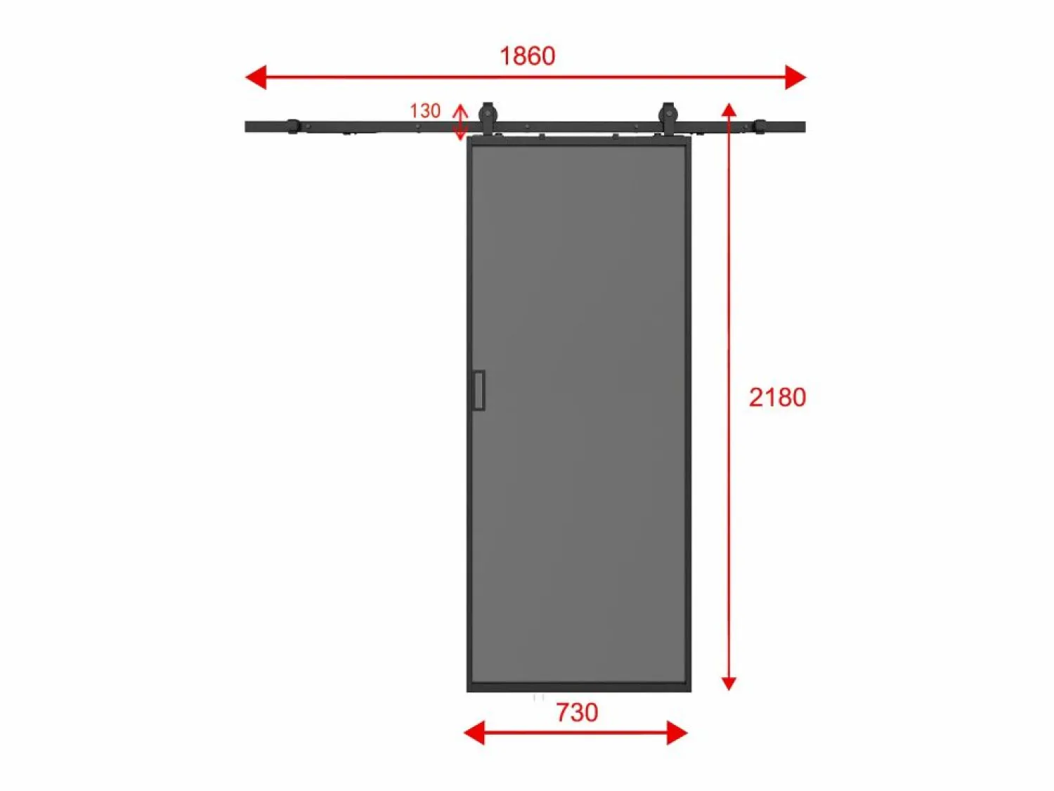 Vente-unique Puerta corredera - aluminio y vidrio templado ahumado - Alt. 205 x Ancho 73 cm - LINCI II