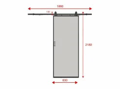 Best Puerta corredera - aluminio - vidrio templado esmerilado Alt. 205 x Ancho 63 cm - LINCI II Puerta Corredera