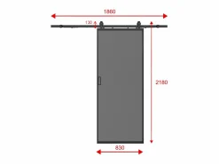 Clearance Puerta corredera - aluminio y vidrio templado ahumado - Alt. 205 x Ancho 83 cm - LINCI II Puerta Corredera