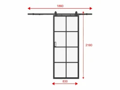 Best Vente-unique Puerta corredera - aluminio y vidrio templado - Alt. 205 x Ancho 83 cm - WILDEN II Negro