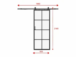 Vente-unique Puerta corredera - aluminio y vidrio templado - Alt. 205 x Ancho 93 cm - WILDEN II